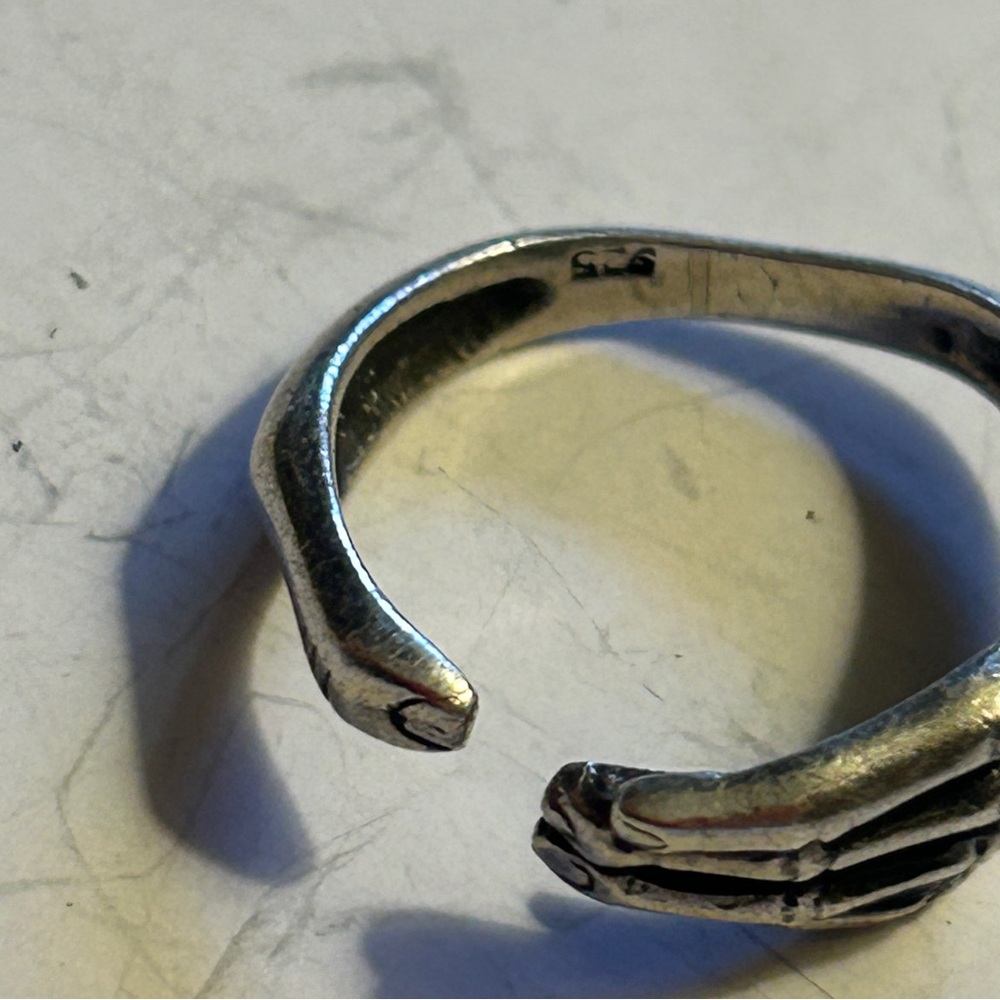 Sterling Silver Skeleton Hand Ring Adjustable 925 - image 3